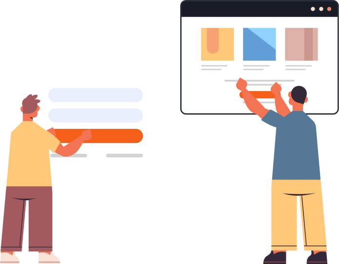 Illustration of two designers building an interface