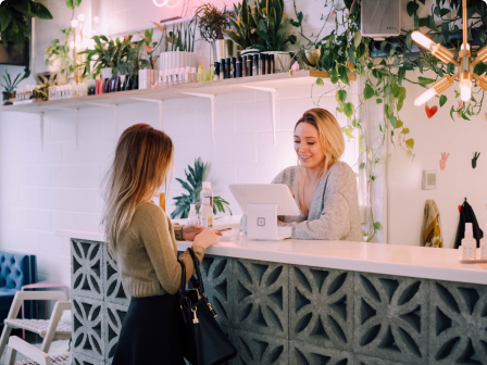 A customer making a payment at the counter