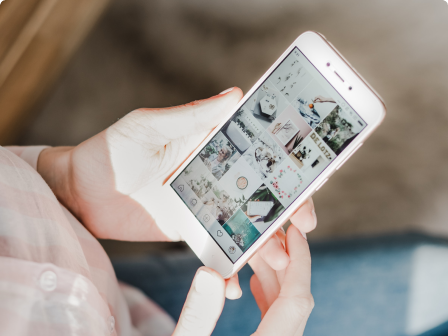 A customer browsing products on Instagram using their mobile device