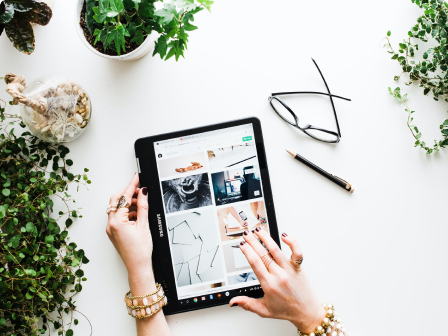 A customer browsing products on their tablet device